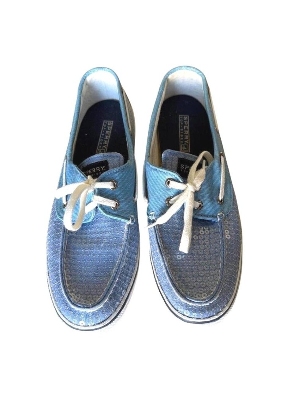 Sperry Top-Sider Bahama 2-Eye Sequin Boat Shoes Blue Canvas Sequin